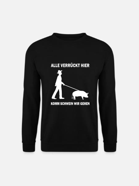 Verrückter Landwirt Schwein Bauernhof - Unisex Pullover - Schwarz