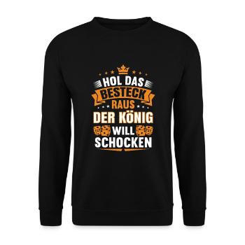 Bin am Knobeln spielen Schocken - Unisex Pullover - Schwarz - Vorne - Alina (178cm) & Michal (187cm)