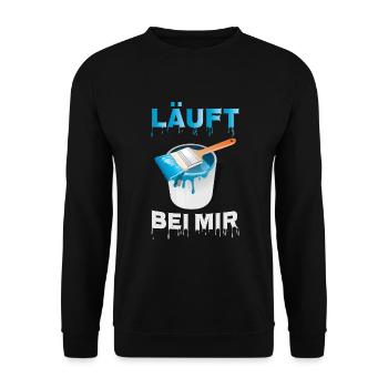 Malermeister Läuft bei mir Maler lustig - Unisex Pullover - Schwarz - Vorne - Alina (178cm) & Michal (187cm)