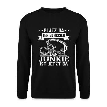 Achterbahn Freizeitpark Rollercoaster - Unisex Pullover - Schwarz - Vorne - Alina (178cm) & Michal (187cm)