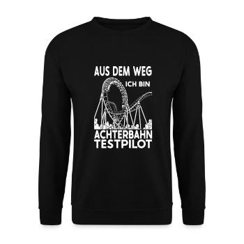Achterbahn Freizeitpark Rollercoaster - Unisex Pullover - Schwarz - Vorne - Alina (178cm) & Michal (187cm)