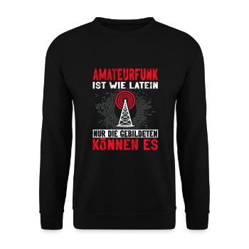 Amateurfunken Hobby Funker Ham radio Funkgerät - Unisex Pullover - Schwarz - Vorne - Alina (178cm) & Michal (187cm)