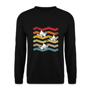 Segelboot Papierboote Retro Segeln Segler Kapitän - Unisex Pullover - Schwarz - Vorne - Alina (178cm) & Michal (187cm)
