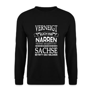 Bester Sachse Ossi Ostdeutscher - Unisex Pullover - Schwarz - Vorne - Alina (178cm) & Michal (187cm)