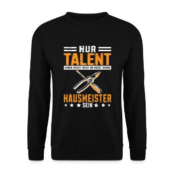 Bester Hausmeister Hauswart Haustechniker - Unisex Pullover - Schwarz - Vorne - Alina (178cm) & Michal (187cm)