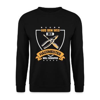 Bester Hausmeister Hauswart Haustechniker - Unisex Pullover - Schwarz - Vorne - Alina (178cm) & Michal (187cm)