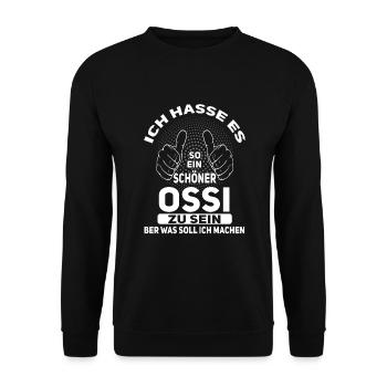 DOR Ossi reeschlds schon Spruch Ostdeutscher - Unisex Pullover - Schwarz - Vorne - Alina (178cm) & Michal (187cm)