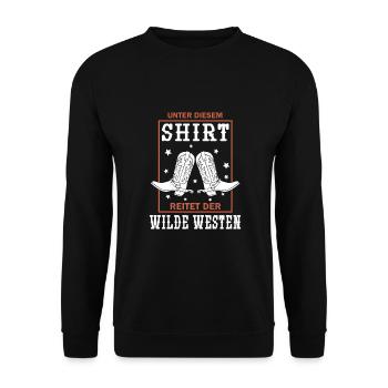 Westernreiten Pferd Western reiten - Unisex Pullover - Schwarz - Vorne - Alina (178cm) & Michal (187cm)