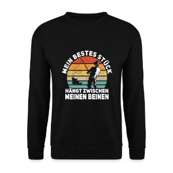 Rute Unser Angeln Angler Sprüche - Unisex Pullover - Schwarz - Vorne - Alina (178cm) & Michal (187cm)