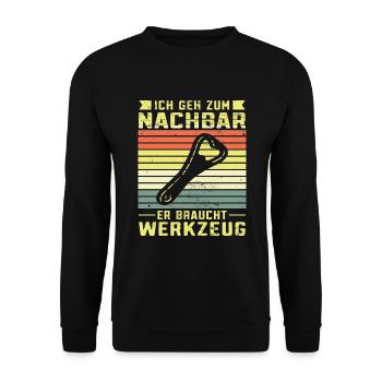 Nachbar Bieröffner - Unisex Pullover - Schwarz - Vorne - Alina (178cm) & Michal (187cm)