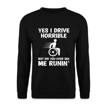 Funny wheelchair driver disabled people - Unisex Pullover - Schwarz - Vorne - Alina (178cm) & Michal (187cm)