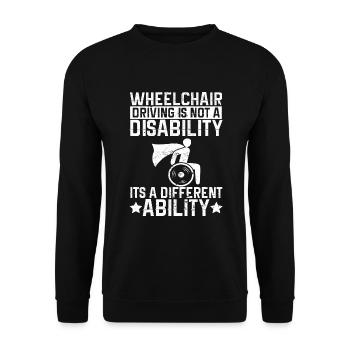 Funny wheelchair driver disabled people - Unisex Pullover - Schwarz - Vorne - Alina (178cm) & Michal (187cm)