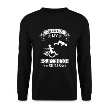 Funny wheelchair driver disabled people - Unisex Pullover - Schwarz - Vorne - Alina (178cm) & Michal (187cm)