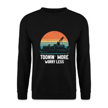 Vintage Life Pontoon Captain Boat Sunset - Unisex Pullover - Schwarz - Vorne - Alina (178cm) & Michal (187cm)