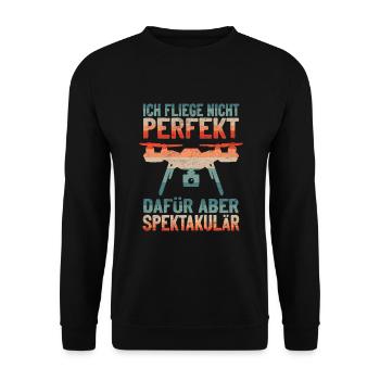 Quadrocopter FPV Drohne Drohnenflieger - Unisex Pullover - Schwarz - Vorne - Alina (178cm) & Michal (187cm)