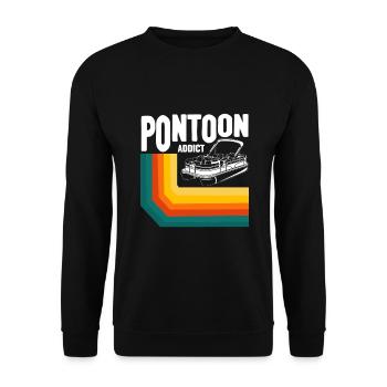 Vintage Life Pontoon Captain Boat Sunset - Unisex Pullover - Schwarz - Vorne - Alina (178cm) & Michal (187cm)