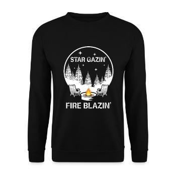 Camping Campfire - Unisex Pullover - Schwarz - Vorne - Alina (178cm) & Michal (187cm)