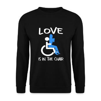 Lustiger Rollstuhlfahrer - Unisex Pullover - Schwarz - Vorne - Alina (178cm) & Michal (187cm)
