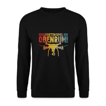 Quadrocopter FPV Drohne Drohnenflieger - Unisex Pullover - Schwarz - Vorne - Alina (178cm) & Michal (187cm)