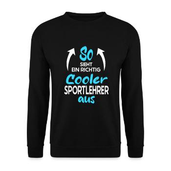 Cooler Sportlehrer Schulsport Sportunterricht - Unisex Pullover - Schwarz - Vorne - Alina (178cm) & Michal (187cm)