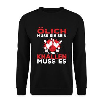 Bowling Sprüche lustig Bowler - Unisex Pullover - Schwarz - Vorne - Alina (178cm) & Michal (187cm)