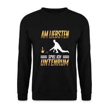 Eistockschießen Eisstock Stockschütze Stocksport - Unisex Pullover - Schwarz - Vorne - Alina (178cm) & Michal (187cm)