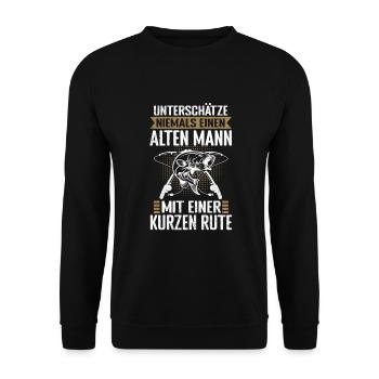 Rute Unser Angeln Angler Sprüche - Unisex Pullover - Schwarz - Vorne - Alina (178cm) & Michal (187cm)
