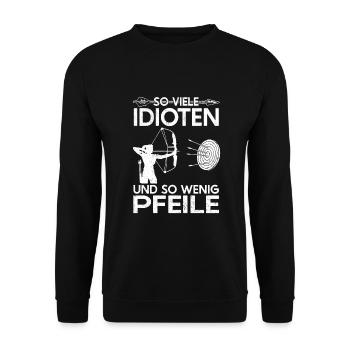Bogenschütze Bogenschießen Pfeil und Bogen - Unisex Pullover - Schwarz - Vorne - Alina (178cm) & Michal (187cm)