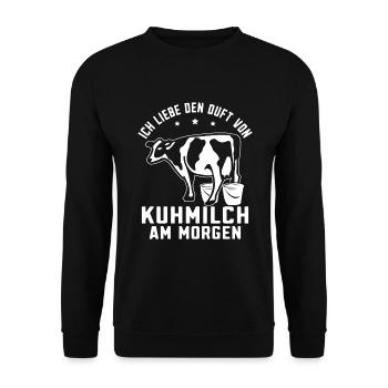Kühe melken Bäuerin Kuh Milchbauern Landwirtin - Unisex Pullover - Schwarz - Vorne - Alina (178cm) & Michal (187cm)