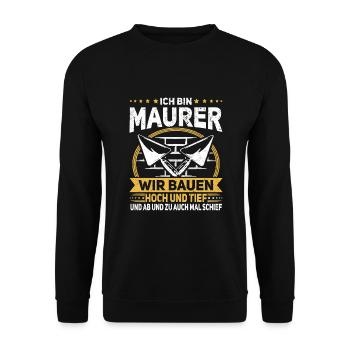 Maurer Kelle Maurermeister - Unisex Pullover - Schwarz - Vorne - Alina (178cm) & Michal (187cm)