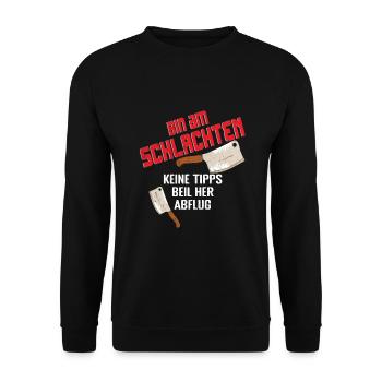 Metzger Schlachter Metzgerei Fleischer - Unisex Pullover - Schwarz - Vorne - Alina (178cm) & Michal (187cm)