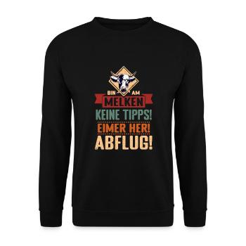 Kühe melken Bäuerin Kuh Milchbauern Landwirtin - Unisex Pullover - Schwarz - Vorne - Alina (178cm) & Michal (187cm)