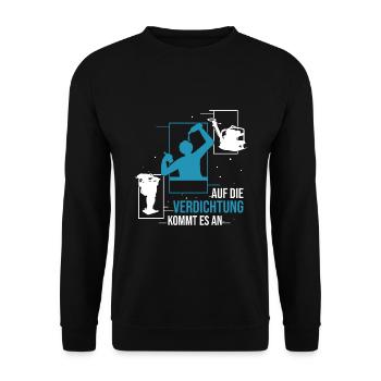 Betrunkener Straßenbauer Straßenbau - Unisex Pullover - Schwarz - Vorne - Alina (178cm) & Michal (187cm)