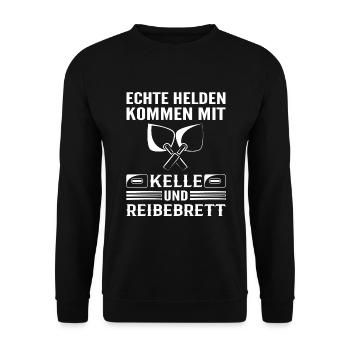 Maurer Kelle Maurermeister - Unisex Pullover - Schwarz - Vorne - Alina (178cm) & Michal (187cm)