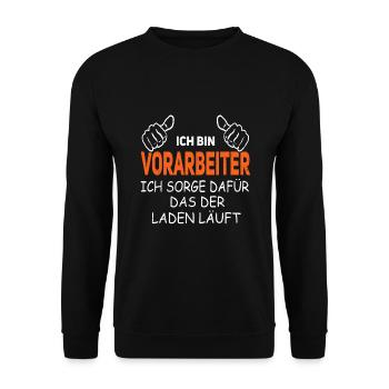 Vorarbeiter Tiefbau Straßenbau - Unisex Pullover - Schwarz - Vorne - Alina (178cm) & Michal (187cm)