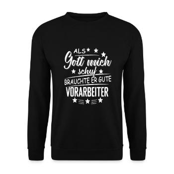 Vorarbeiter Tiefbau Straßenbau - Unisex Pullover - Schwarz - Vorne - Alina (178cm) & Michal (187cm)