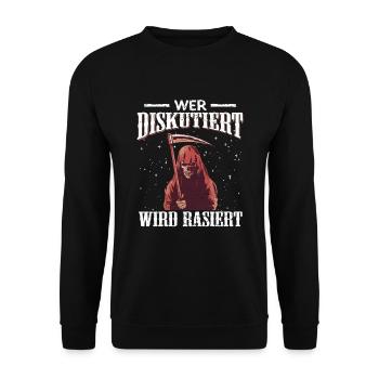 Sensenmann Halloween - Unisex Pullover - Schwarz - Vorne - Alina (178cm) & Michal (187cm)