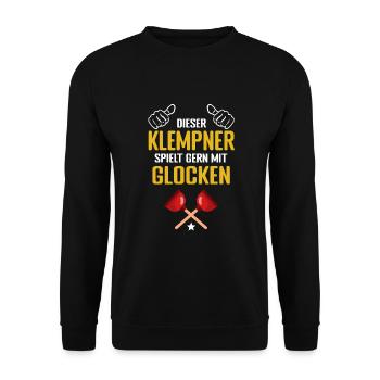 Klempner spielt gern mit Glocken Installateur - Unisex Pullover - Schwarz - Vorne - Alina (178cm) & Michal (187cm)