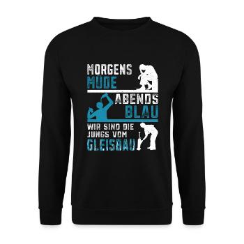 Gleisbauer Schienenarbeiter Gleisbau - Unisex Pullover - Schwarz - Vorne - Alina (178cm) & Michal (187cm)