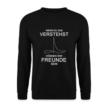 Chorleiter Dirigenten bei der Probe Taktstock - Unisex Pullover - Schwarz - Vorne - Alina (178cm) & Michal (187cm)