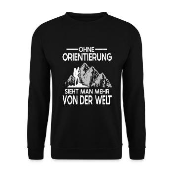 Wandern Sprüche Bergsteiger Wanderer - Unisex Pullover - Schwarz - Vorne - Alina (178cm) & Michal (187cm)