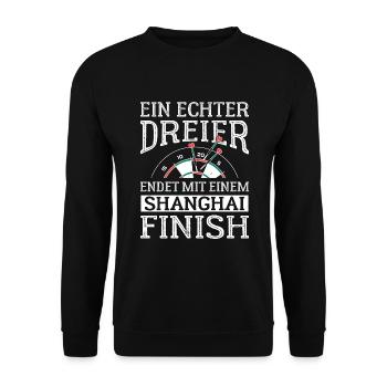 Dart Shanghai finish lustig darts spruch - Unisex Pullover - Schwarz - Vorne - Alina (178cm) & Michal (187cm)