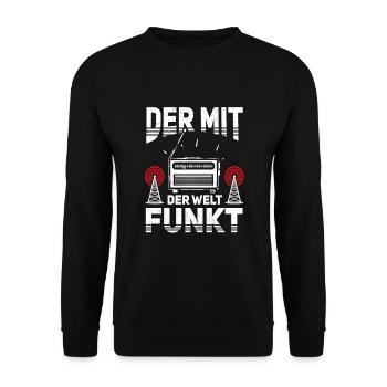 Amateurfunken Hobby Funker Ham radio Funkgerät - Unisex Pullover - Schwarz - Vorne - Alina (178cm) & Michal (187cm)