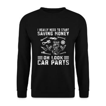 Garage Car parts mechanic racing car lover - Unisex Pullover - Schwarz - Vorne - Alina (178cm) & Michal (187cm)
