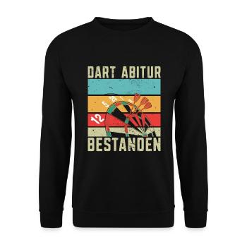 Dart Abitur bestanden lustig darts spruch - Unisex Pullover - Schwarz - Vorne - Alina (178cm) & Michal (187cm)
