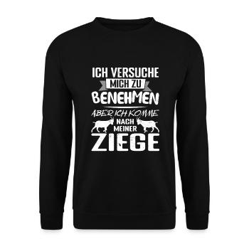 Ziege Ziegenhalter Ziegenbock Ziegenhirt - Unisex Pullover - Schwarz - Vorne - Alina (178cm) & Michal (187cm)