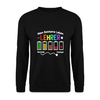 Batterie Leben Grundschullehrer Grundschule Lehrer - Unisex Pullover - Schwarz - Vorne - Alina (178cm) & Michal (187cm)