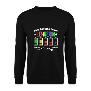 Batterie Leben Grundschullehrer Grundschule Lehrer - Unisex Pullover - Schwarz - Vorne - Alina (178cm) & Michal (187cm)