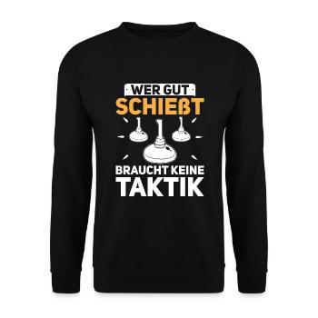 Eistockschießen Eisstock Stockschütze Stocksport - Unisex Pullover - Schwarz - Vorne - Alina (178cm) & Michal (187cm)