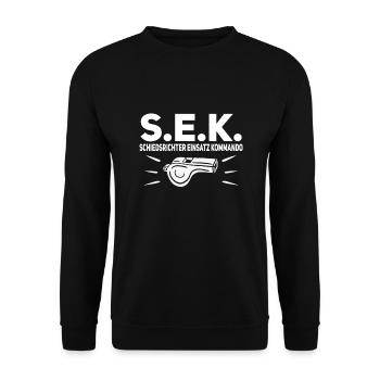 Schiedsrichter Pfeife Schiri Fußballschiedsrichter - Unisex Pullover - Schwarz - Vorne - Alina (178cm) & Michal (187cm)